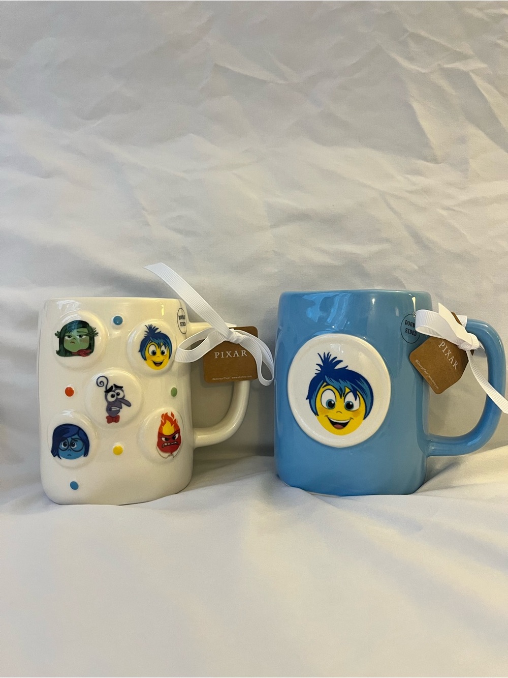 🔥 RARE Rae Dunn x Disney Inside Out mugs NWT- Set of 2 (Joy & Mixed Emotions)